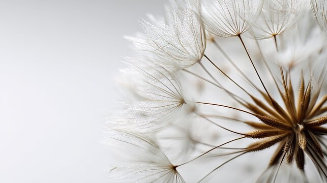 Close Up Of Dandelion Seed Head With Dew Drops