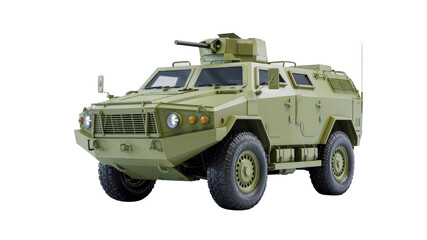 Armored Personnel Carrier, Military Vehicle, 4x4, Green, Isolated on Transparent Background