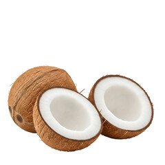 Realistic Photo of Fresh Coconut Isolated on Transparent Background