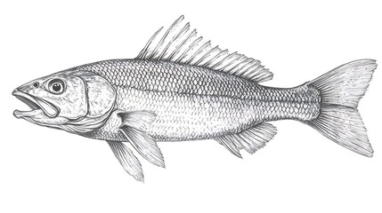 Detailed illustration of a fish in profile view.