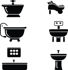Flat Toilet Silhouette Design Elements