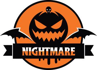 A Striking Halloween Logo Design Featuring a Menacing Pumpkin with a Spooky and Eye Catching Composition for Seasonal
