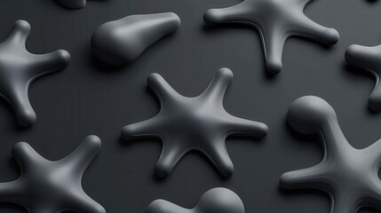 Obraz premium Abstract black organic shapes on dark surface, modern design elements
