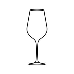 Outline of a wine glass for creative illustration, transparent background