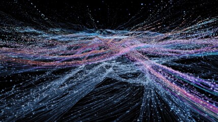 Complex niobium wire braiding process unfolding on a loom, forming intricate patterns against a dark backdrop, showcasing technological potential
