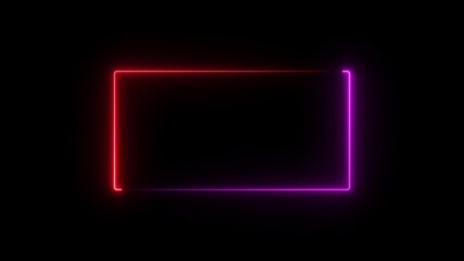square rectangle picture frame icon animation glowing neon red and cyan color border frame display neon box movement screen round shape rotation footage retro line animation. - Powered by Adobe