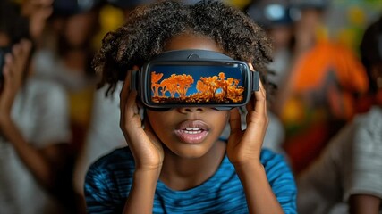 A child engrossed in a virtual reality experience - Powered by Adobe