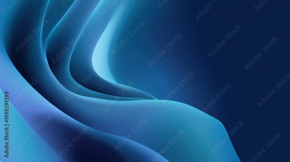 Poster a smooth gradient of blue waves creates a serene and calming abstract background for digital use.
