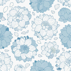 Delicate Floral Vector Pattern Seamless Blue Botanical Design for Backgrounds & Textiles