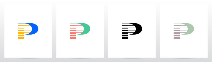 Thick Thin Horizontal Lines Stripes Part of Letter Initial Logo Design P