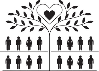 Family tree heart people icons love male