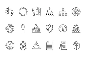 Fototapeta premium Set outline icons for governance social concepts vector