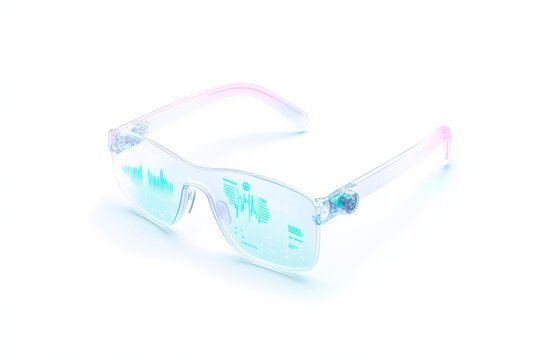 Futuristic augmented reality glasses with holographic display technology