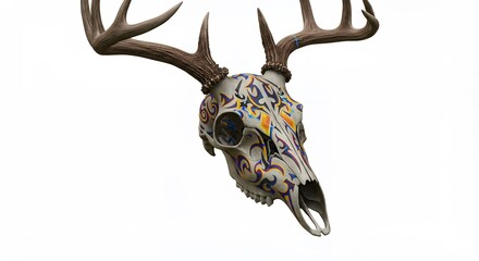 Fototapeta premium Deer skull decorated with colorful patterns