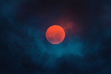 Abstract celestial scene with red planet and moody gradient overlay for artistic background