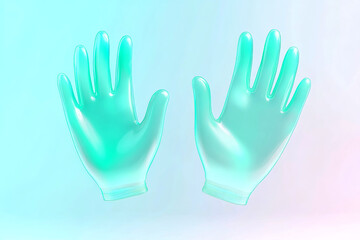 Obraz premium Floating surgical gloves in healthcare setting for medical design and safety concepts
