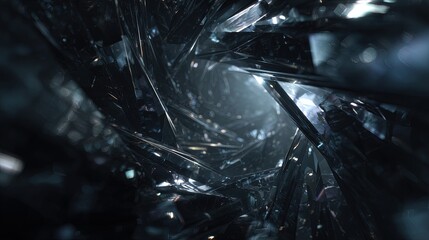 Abstract Dark Tunnel With Geometric Shapes And Light Effects