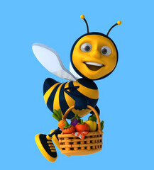 Fun 3D cartoon bee with vegetables