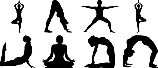 Yoga Poses Sillhoute Set