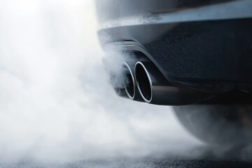 Car Exhaust Emitting Smoke with White Background