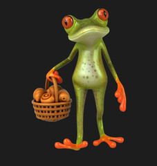 Fun 3D cartoon frog with pastries