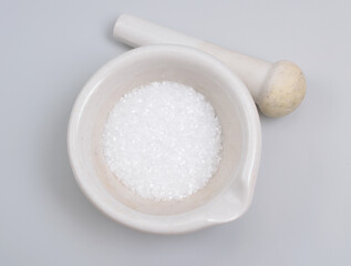 Sodium cyclamate is an artificial sweetener on grey background