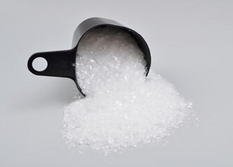 Sodium cyclamate is an artificial sweetener on grey background