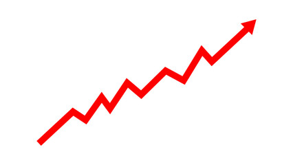 Red arrow graph financial loss increase concept, red arrow inflation grow up, business loss increase. Vector illustration.