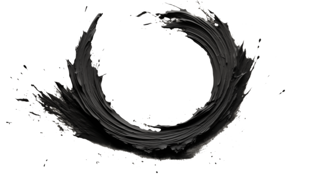Dramatic black paint swirl design element for modern artistic flair in your creative projects now