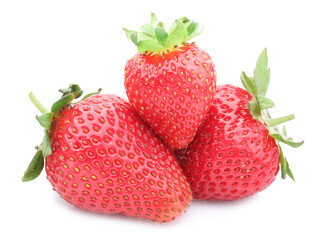 Fresh strawberries isolated on white. Seasonal berries
