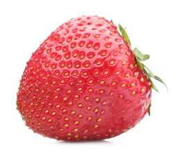 One fresh ripe strawberry isolated on white