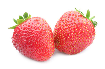 Fresh strawberries isolated on white. Seasonal berries