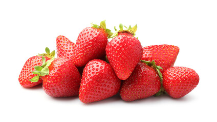 Pile of fresh ripe strawberries isolated on white