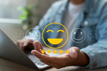 Online customer satisfaction Survey service concept, client rate service from experience in...