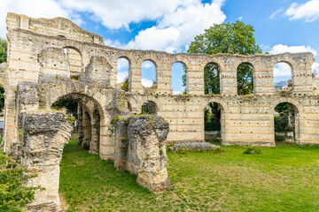 Palais Gallien, an ancient amphitheater in the city of Bordeaux, France on a sunny day