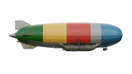 Colorful Dirigible Airship - Side View Render