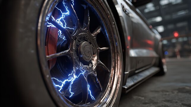 Car wheel lightning chrome rims custom auto vehicle automotive design performance speed electric energy