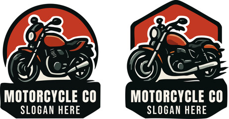 Obraz premium Vintage Motorcycle Logo with Red Emblem and Text.