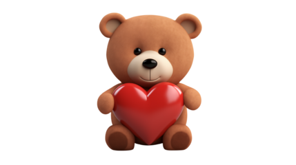 Adorable teddy bear holding a red heart, perfect for Valentine's Day greeting cards and romantic designs