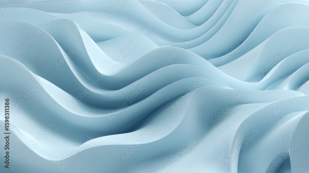 Poster abstract waves in soft blue tones create a serene and calming visual for design and artistic project