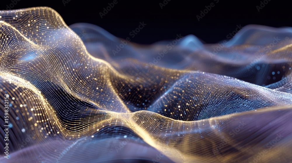 Poster abstract waves of light and data create a mesmerizing visual experience, blending technology with ar