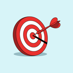 Dart hitting the bulls eye of a target illustrating success and achievement reaching goals with precision in business