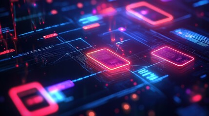 Obraz premium Futuristic Digital Wallet Interface with Encryption Elements