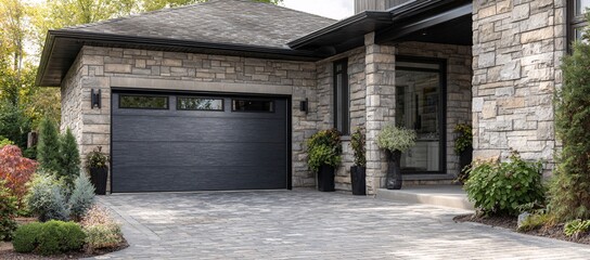 Automatic brown roller shutters in the garage private house