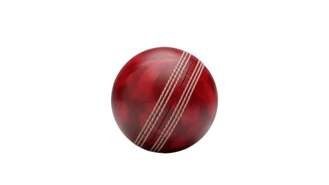 Red Cricket Ball on Transparent Background - Close-up Studio Shot - Powered by Adobe