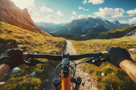 Mountain biking on summer trail adventure