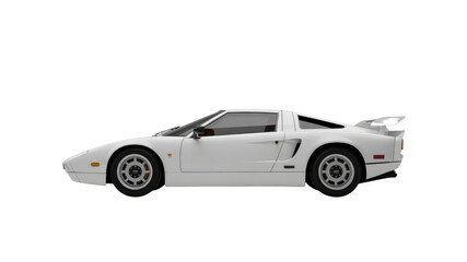 Sleek White Sports Car Profile - Side View of Classic Coupe