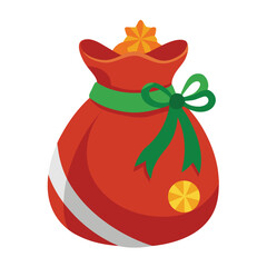 Christmas Sack Vector Illustration ? Festive Cartoon Clipart and Line Art Design for Print.eps