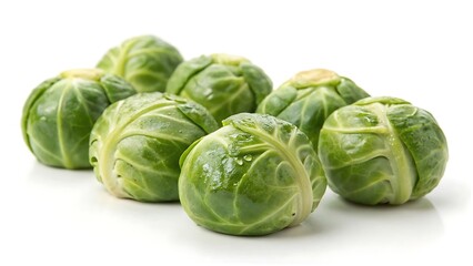 Fototapeta premium Fresh green brussels sprouts with water droplets vegetable