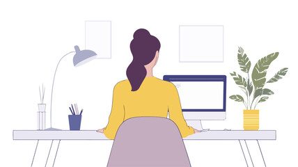 Efficient Businesswoman Working Productively at Office Desk